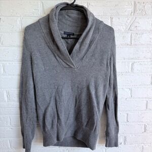 Tommy Hilfiger Women Grey Shawl Collar Long Sleeve Sweater Size‎ Medium